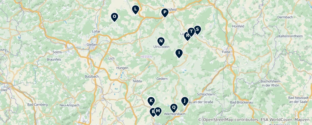Mapa Vogelsberg: Povinné Zastávky