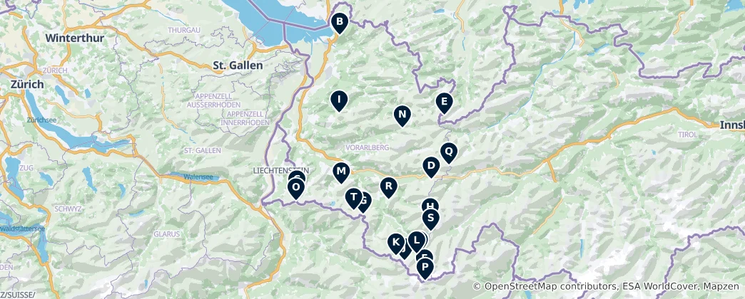 Térkép: Alpine Huts & Viewpoints