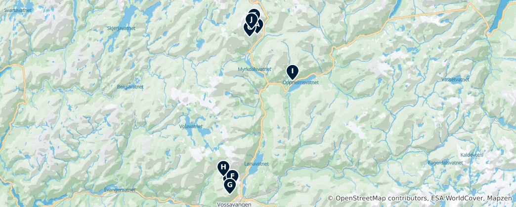 Karte von Ski Lifts in Voss & Myrkdalen