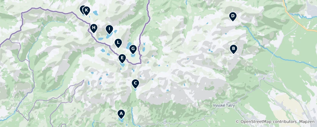 Map of Glacial Lakes of the Tatras