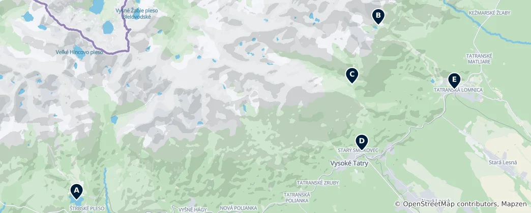 Map of High Tatras Hidden Gems