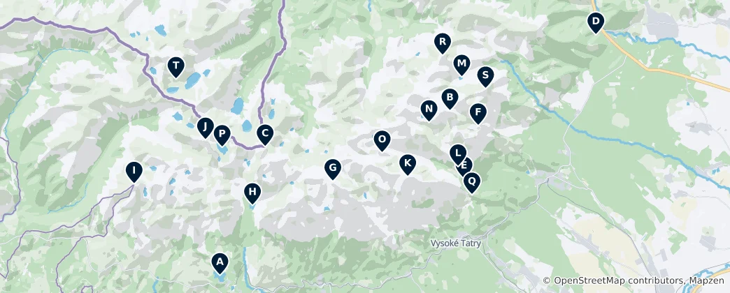 Map of High Tatras Nature Trails