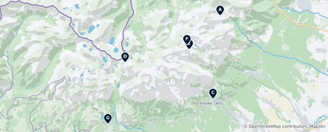Mapa High Tatras Viewpoints & Guideposts
