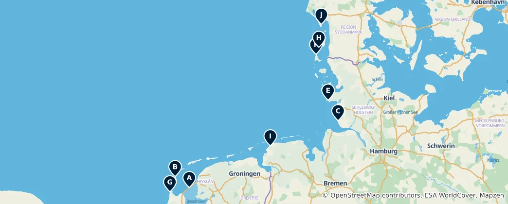 Mapa Wadden Sea World Heritage Essentials