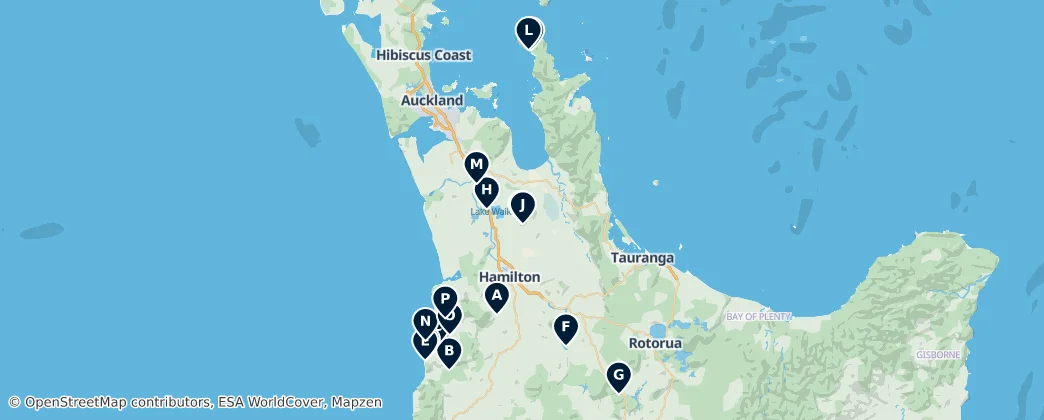 Mapa de Historic Fortifications and Pā Sites