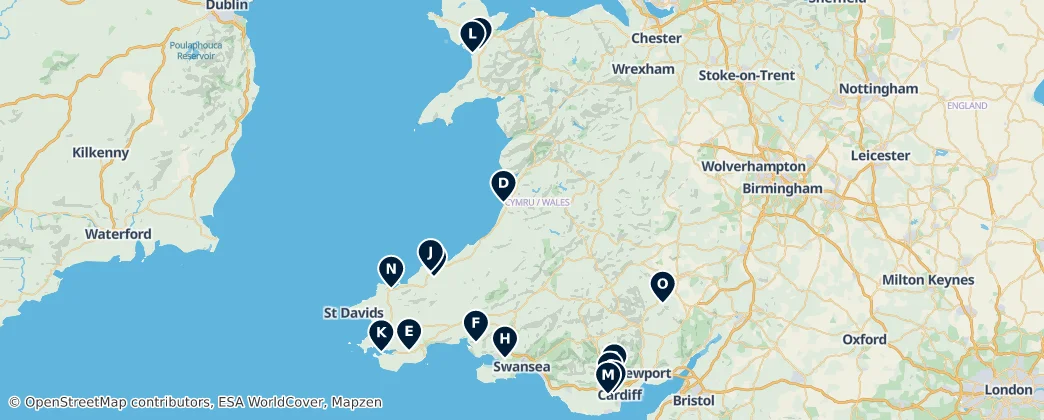Mapa Castles and Fortifications of Wales