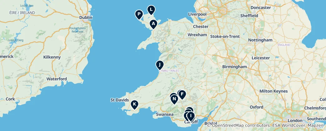 Mapa Wales' Must-See Treasures
