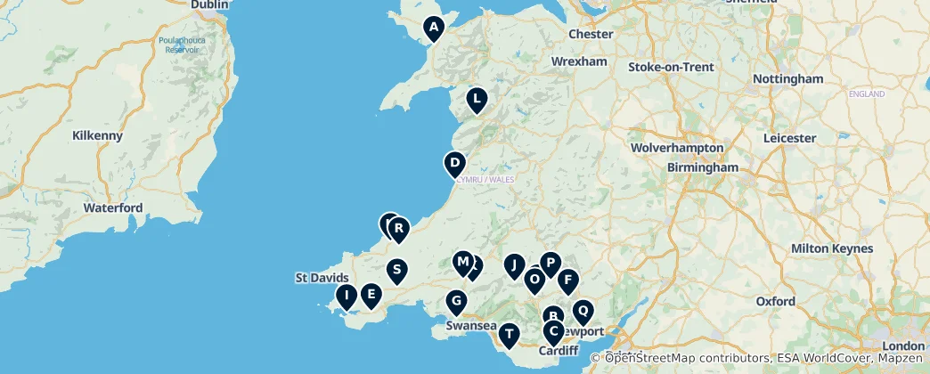 Mapa Welsh Heritage Trail