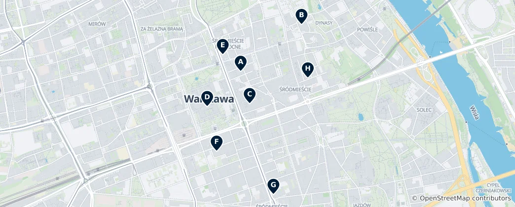 Mappa di Warsaw's Theatres and Cinemas