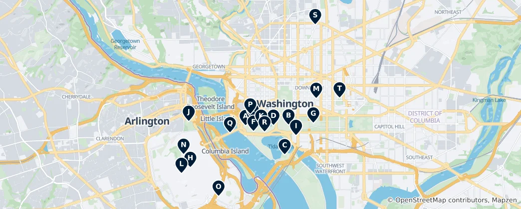 Mapa Iconic Memorials & Monuments
