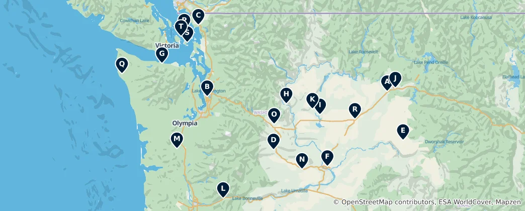 Mapa Washington Airports Guide