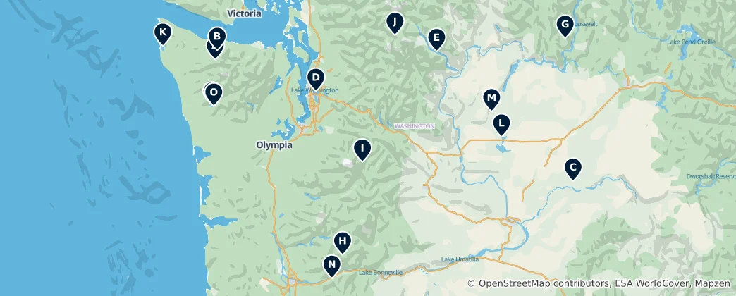 Mapa Waterfalls and Lakes