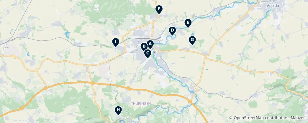 Mappa di Historic Churches of Weimar