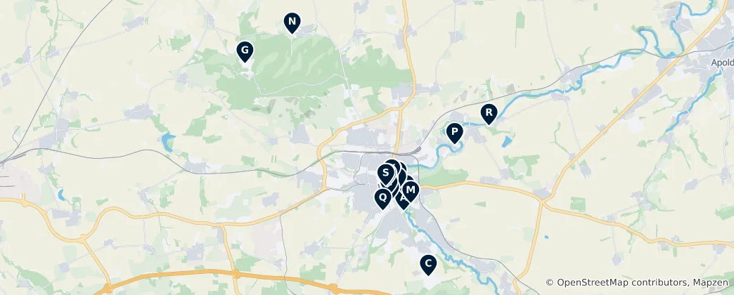 Mapa Historic Sites of Weimar