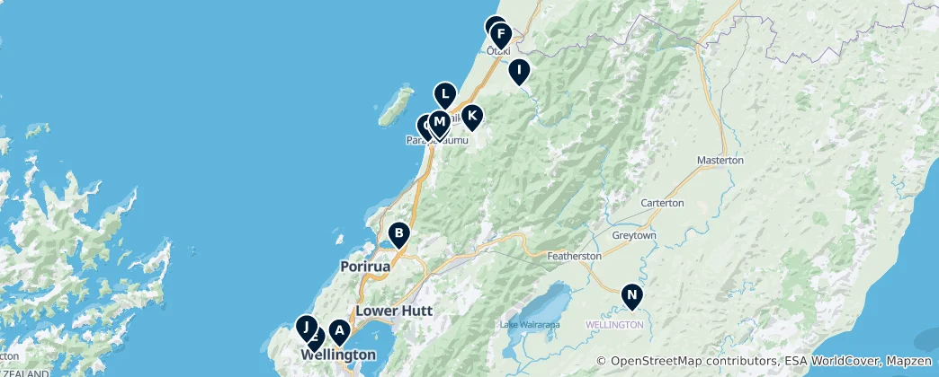 Map of Wellington's Sacred Sites