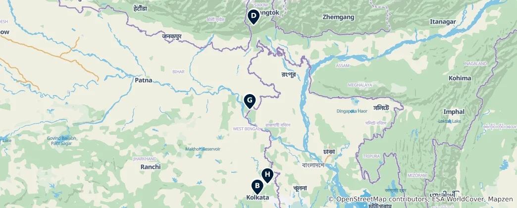 Map of Sacred Sites of West Bengal