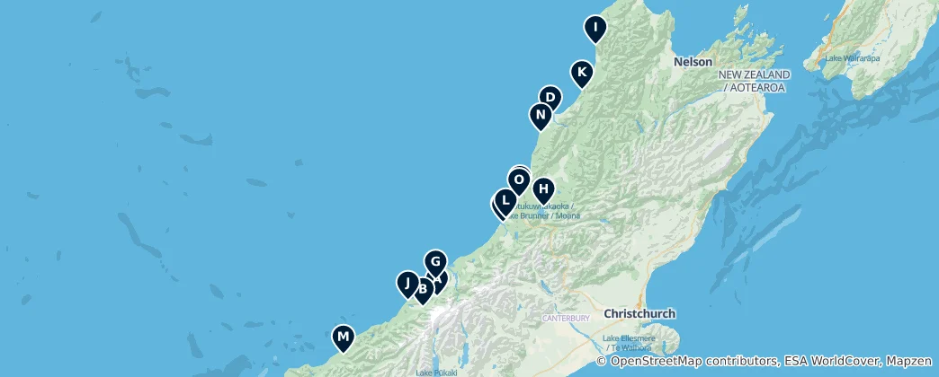 Mapa de Best West Coast Campsites