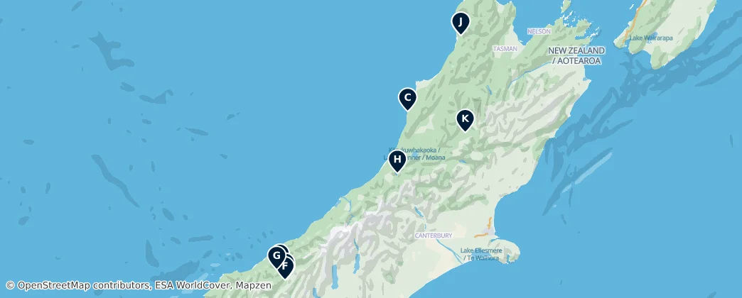 Map of Waterfalls and Caves
