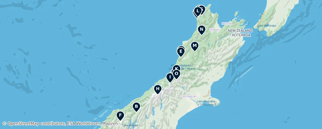 Map of Wilderness Huts & Alpine Shelters