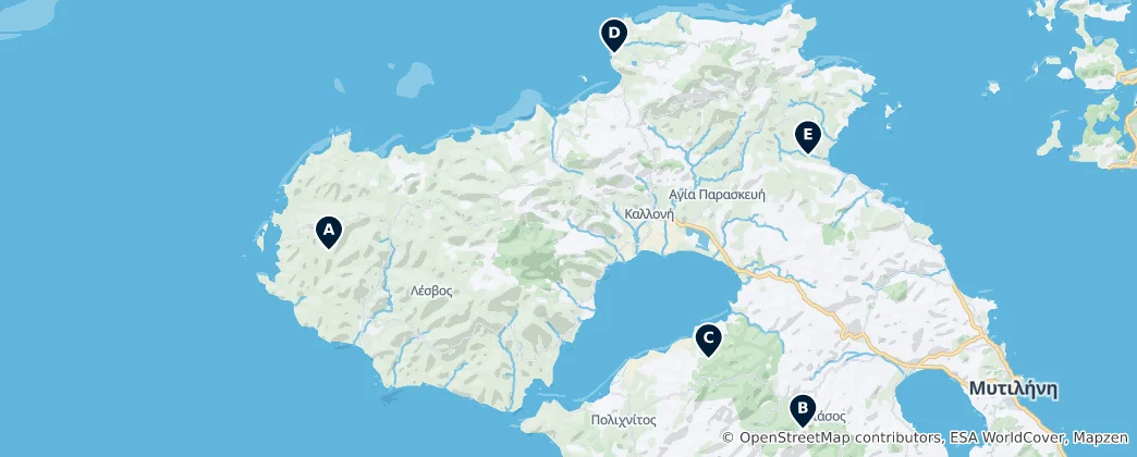 Map of Hidden Gems of Lesvos