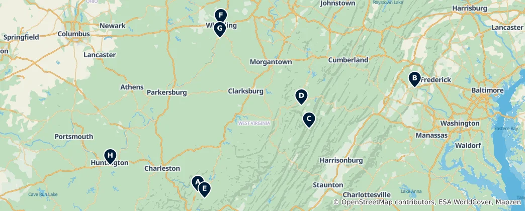 Mapa West Virginia Essentials