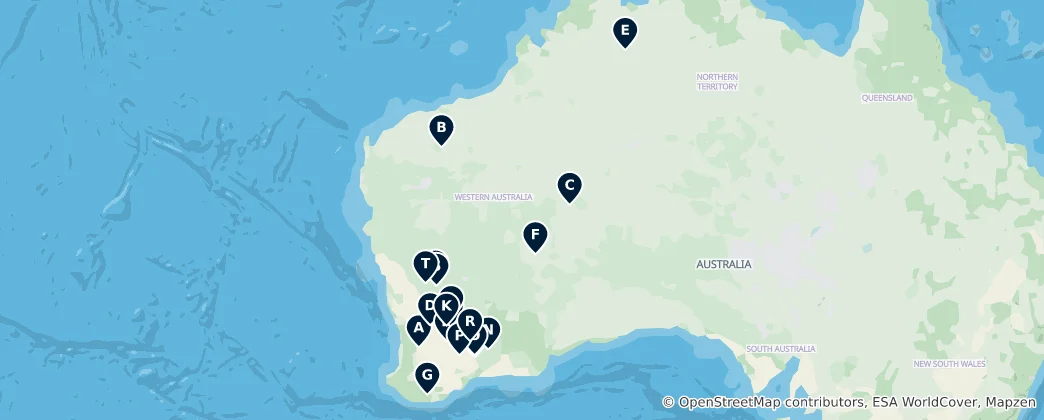 Mappa di Western Australia Peaks