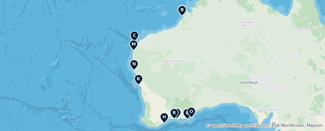 Mappa di Western Australia's Best Beaches