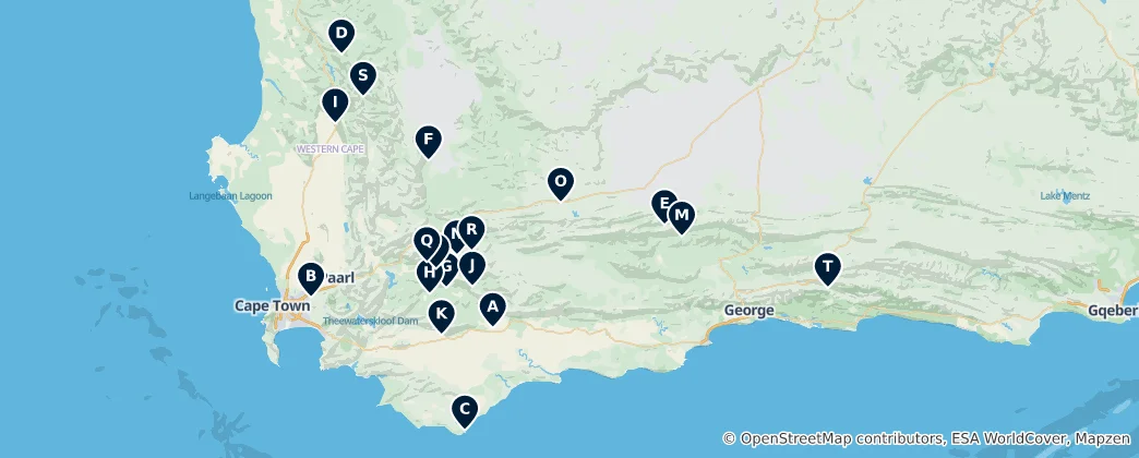 Map of Western Cape Campsites & Caravans