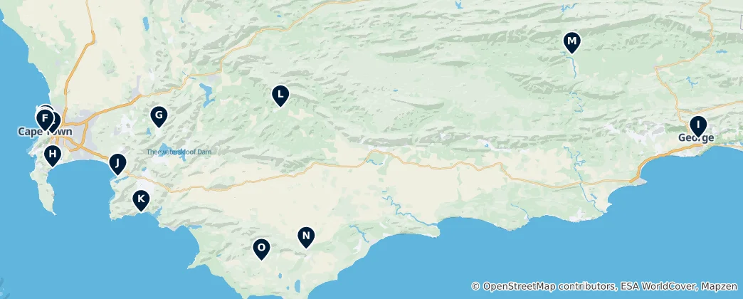 Mapa Western Cape Museums & Galleries