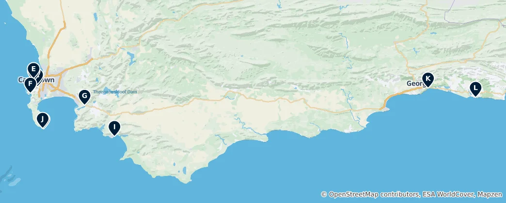 Mappa di Western Cape Viewpoints