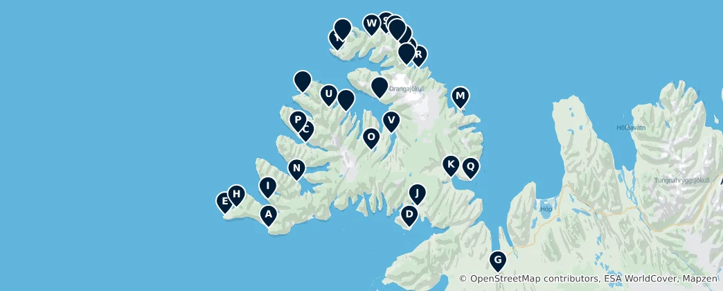 Mapa de Camping and Hut Destinations