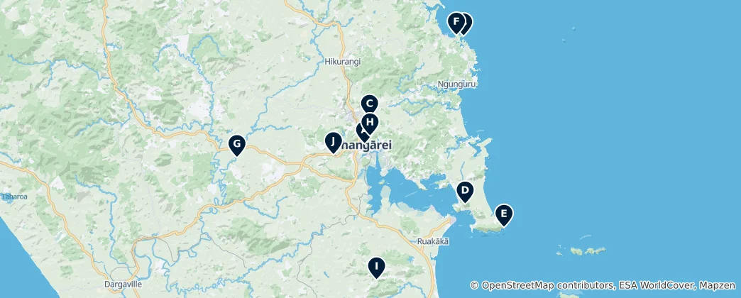 Mappa di Whangarei District Essentials