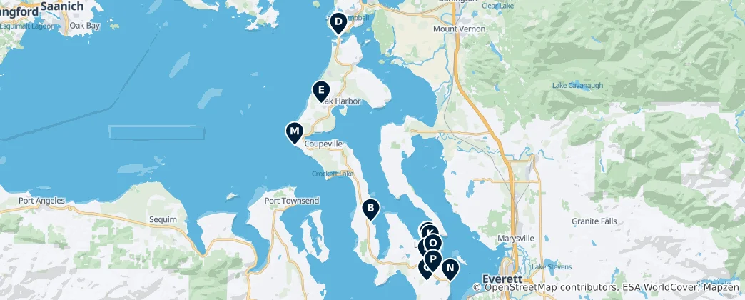 Mappa di Whidbey Island's Absolute Essentials