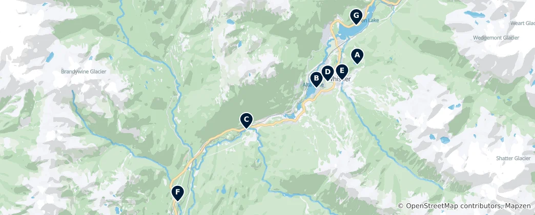 Mappa di Whistler Outdoor Adventures