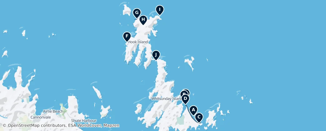 Whitsunday Islands Highlights — Map