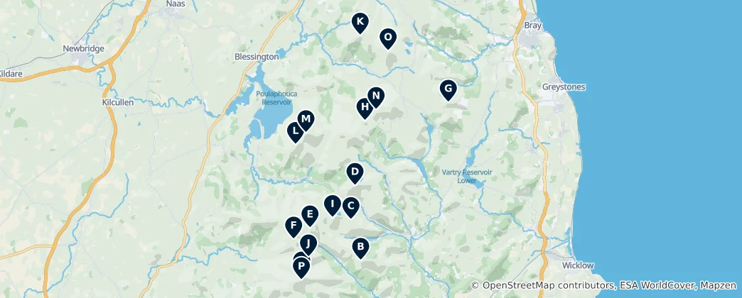 Karte von Irische Berggipfel