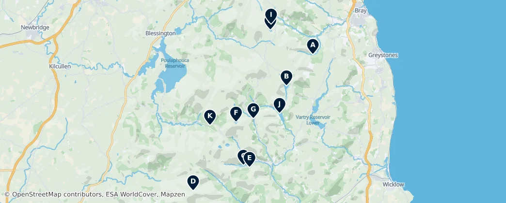 Map of Lakes and Waterfalls