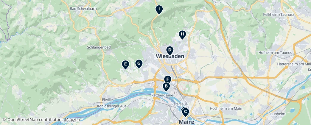Wiesbaden Castles and Palaces — Map