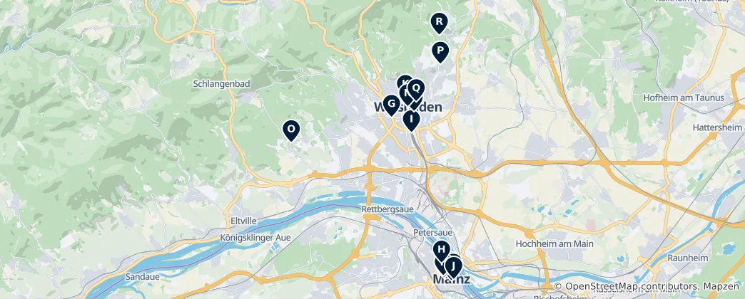 Map of Wiesbaden Heritage Sites