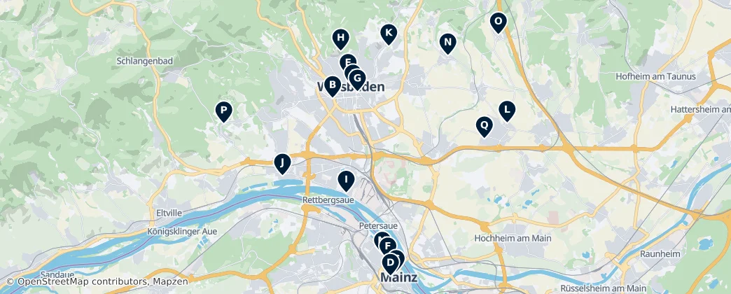 Wiesbaden & Mainz Churches — Map