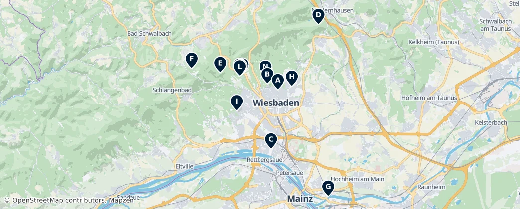 Wiesbaden Parks and Views — Map