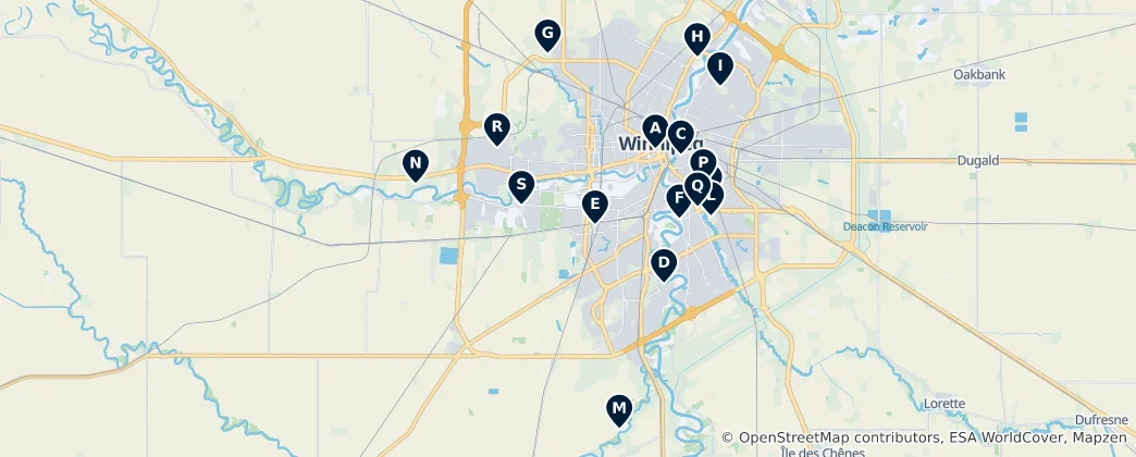 Map of Winnipeg Sports & Recreation