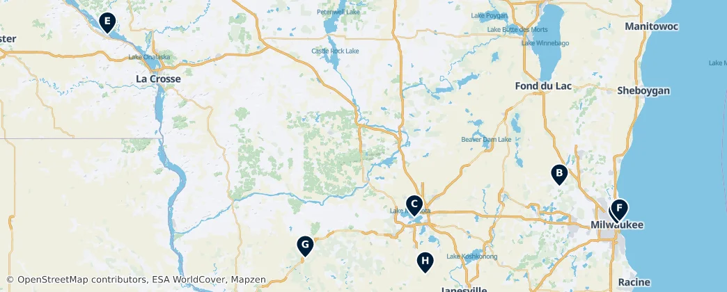 Religious Landmarks of Wisconsin Haritası