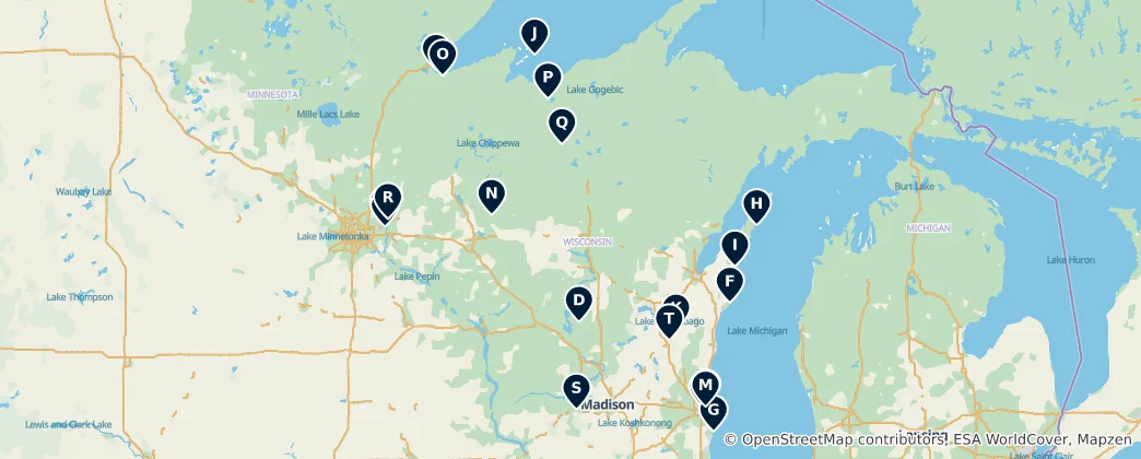 Карта Wisconsin Landmarks & Heritage