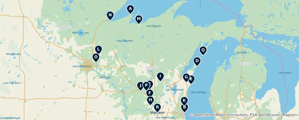 Map of Wisconsin Nature & Parks