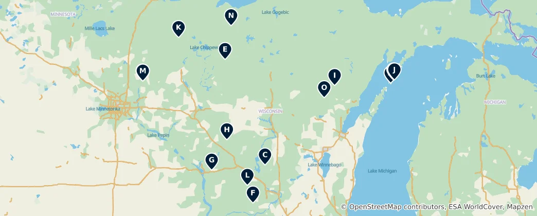 Mapa De Wisconsin's Best Campsites