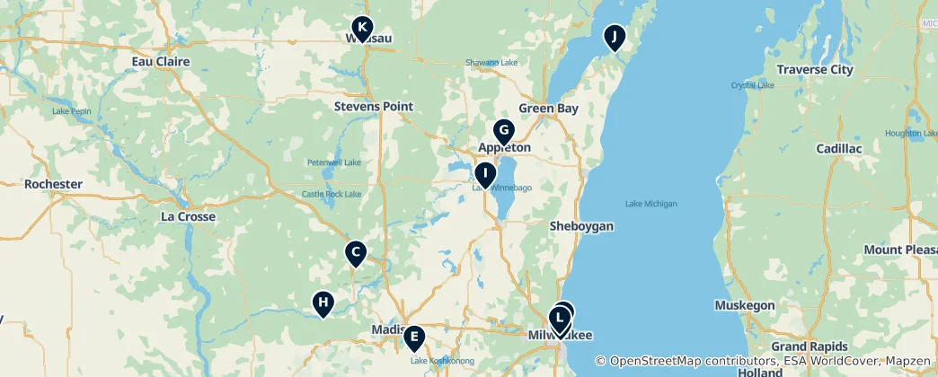 Map of Wisconsin's Top Theaters & Cinemas
