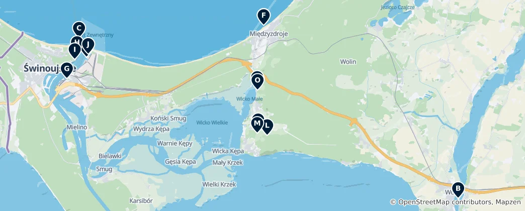 Map of Wolin's Unmissable Treasures