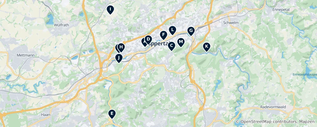 Map of Wuppertal Landmarks and Viewpoints