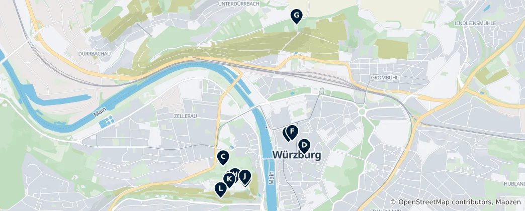 Mapa de Würzburg Castles and Forts